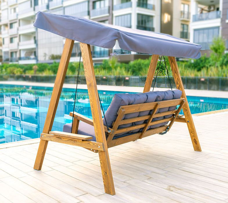 Holz Hollywoodschaukel Pera 2000 | Anthrazit | 203x116x180 cm