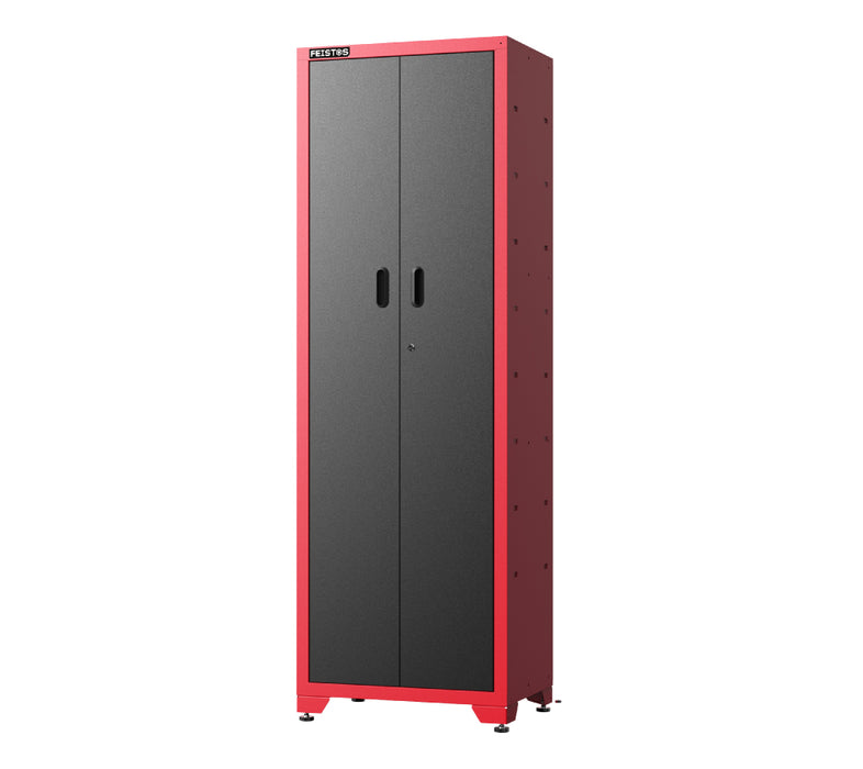 Werkstatteinrichtung | Hochschrank Juno 2 | Schwarz/Rot | 198x46x198 cm