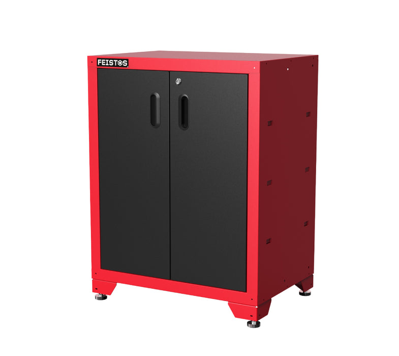 Werkstatteinrichtung | Hochschrank Juno 2 | Schwarz/Rot | 198x46x198 cm