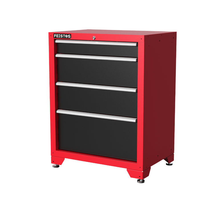 Werkstatteinrichtung | Werkzeugschrank Juno 12 | inkl. Lochwand | Schwarz/Rot | 462x46x198 cm