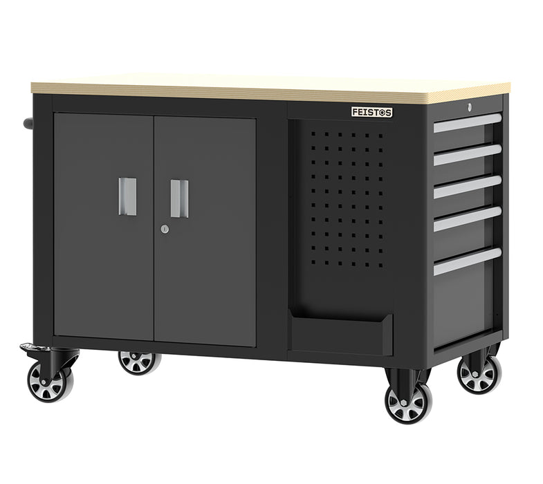 mobile Werkbank Hektor | mobiler Werkstattwagen | Schwarz | 114x73x89cm