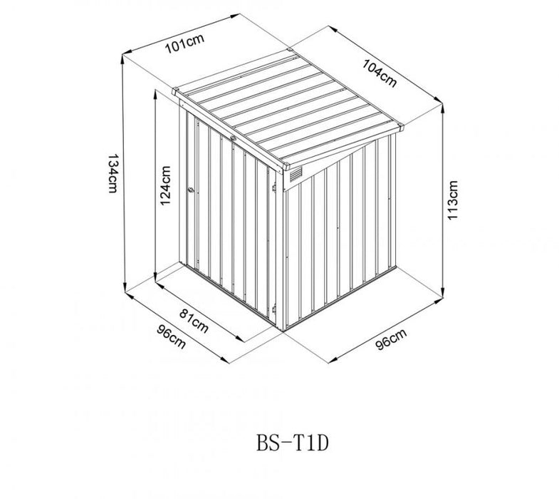 Stahl Mülltonnenbox und Gerätebox | Anthrazit | 101x104x134 cm