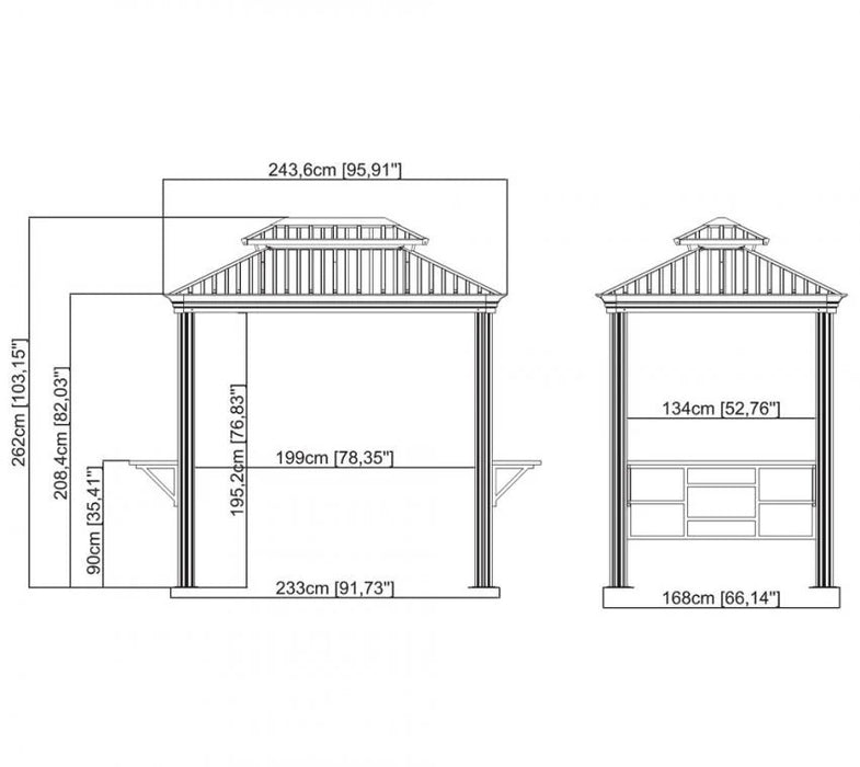 Aluminium Grill Pavillon Messina 68 | Anthrazit | 179x292x262 cm