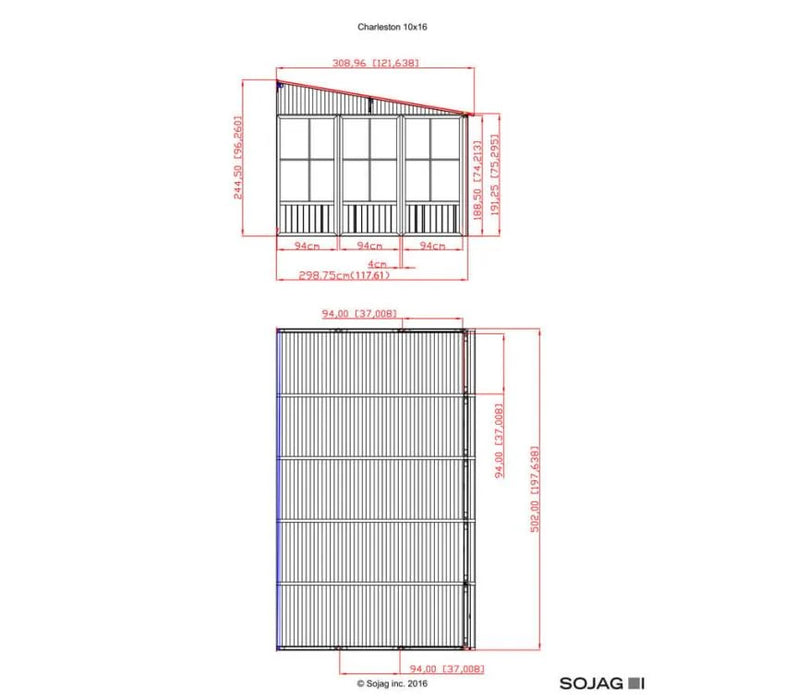 Aluminium Pavillon und Wintergarten Mural 1016 | Anthrazit | 309x502 cm