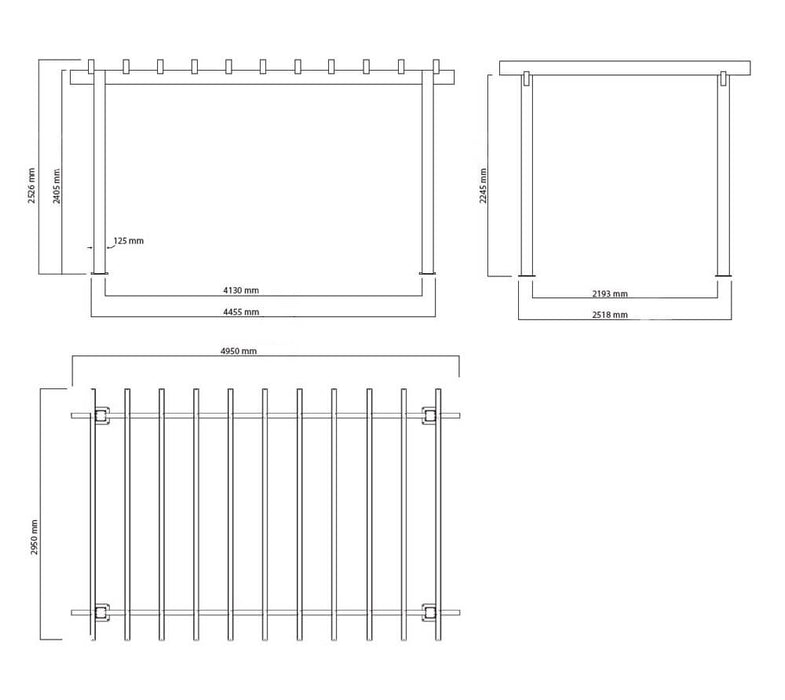 Aluminium Pavillon Yamba Pergola 1016 | Anthrazit | 495x295x253 cm