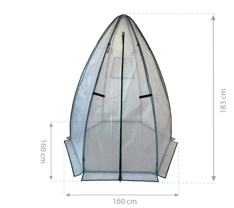 Überwinterungszelt & Foliengewächshaus Olive | Weiß | 160x160x183 cm