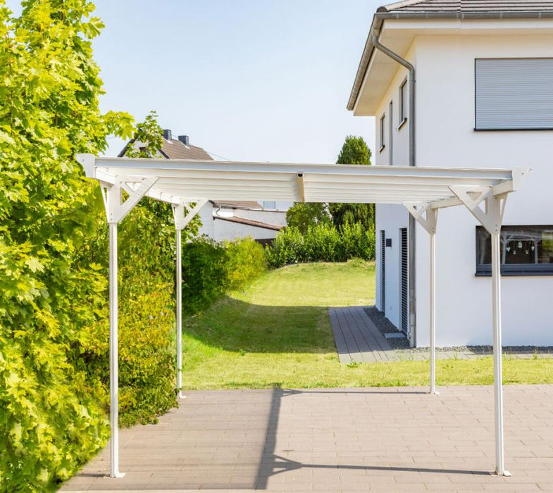 Aluminium Flachdach Carport Helsinki weiß 503x305 cm - werkzeugprofi24.at