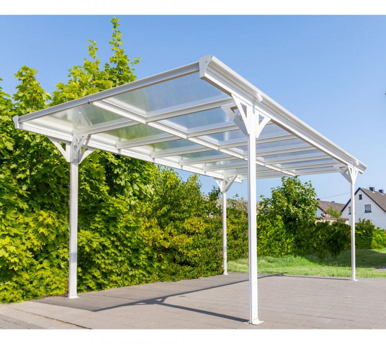 Aluminium Flachdach Carport Helsinki weiß 503x305 cm - werkzeugprofi24.at