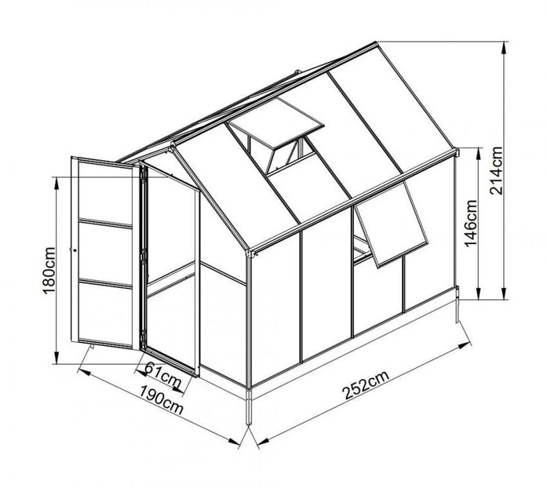 Aluminium Gewächshaus Dorado 4,8 m² weiss 190x252 cm - werkzeugprofi24.at