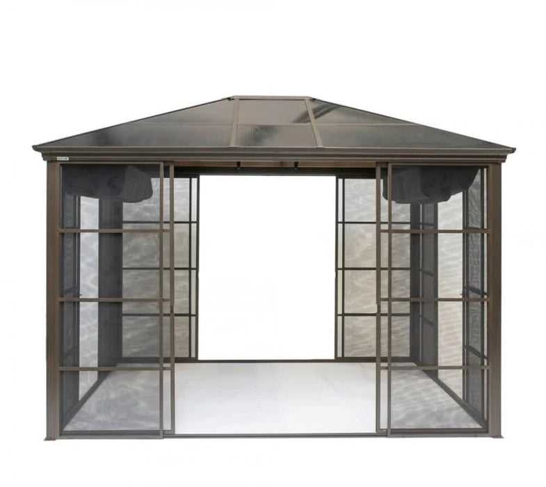 Aluminium Pavillon Castel 10x12 inkl. Sonnenschutz bronze 362x298x283 cm - werkzeugprofi24.at