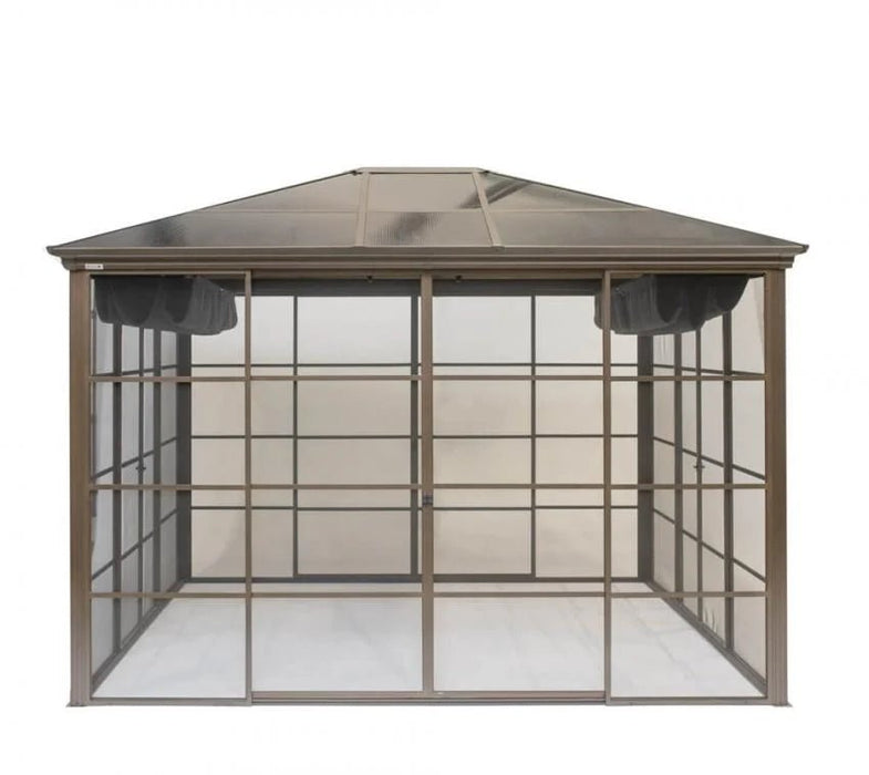 Aluminium Pavillon Castel 12x14 inkl. Sonnenschutz bronze 427x362x296 cm - werkzeugprofi24.at