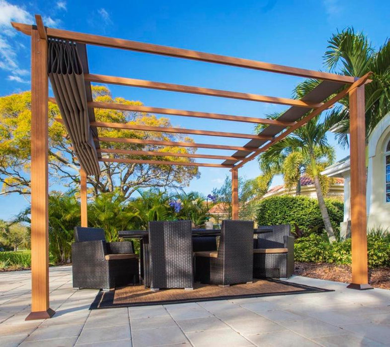 aluminium pergola mit sonnensegel Aluminium Pavillon Florida 11x11 inkl. Sonnensegel Holzoptik 350x350x235 cm