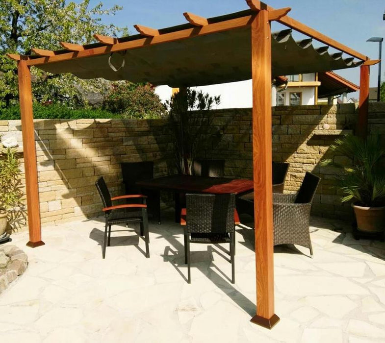 sonnensegel florida Aluminium Pavillon Florida 11x11 inkl. Sonnensegel Holzoptik 350x350x235 cm