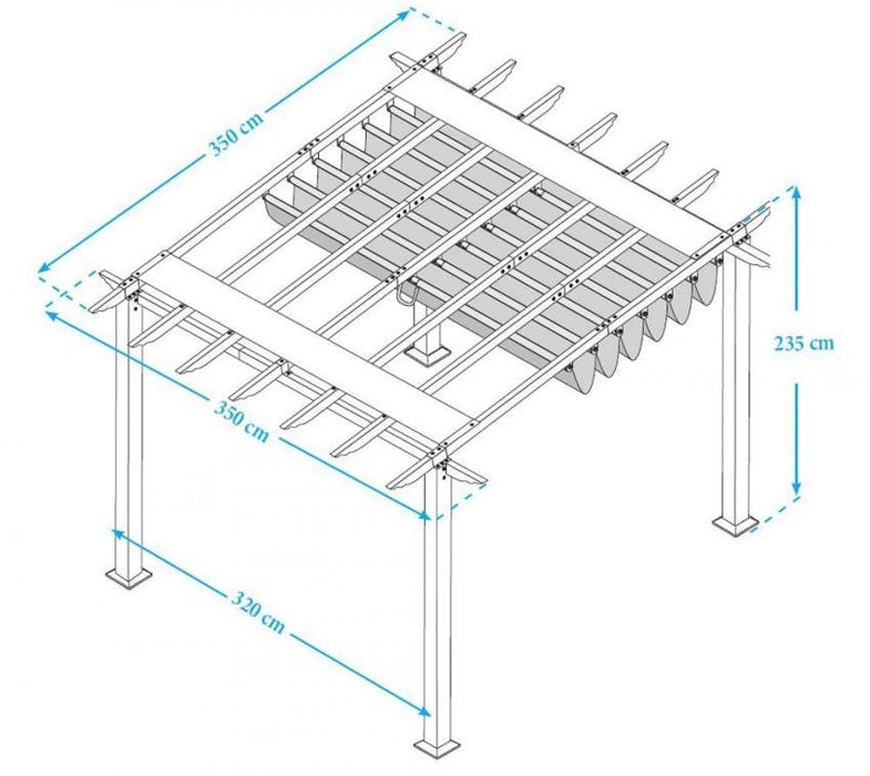 Aluminium Pavillon Gazebo Florida 11x11 inkl. Sonnensegel weiss 350x350x235 cm - werkzeugprofi24.at