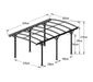 Aluminium Runddach Carport Bergen grau 505x300 cm - werkzeugprofi24.at