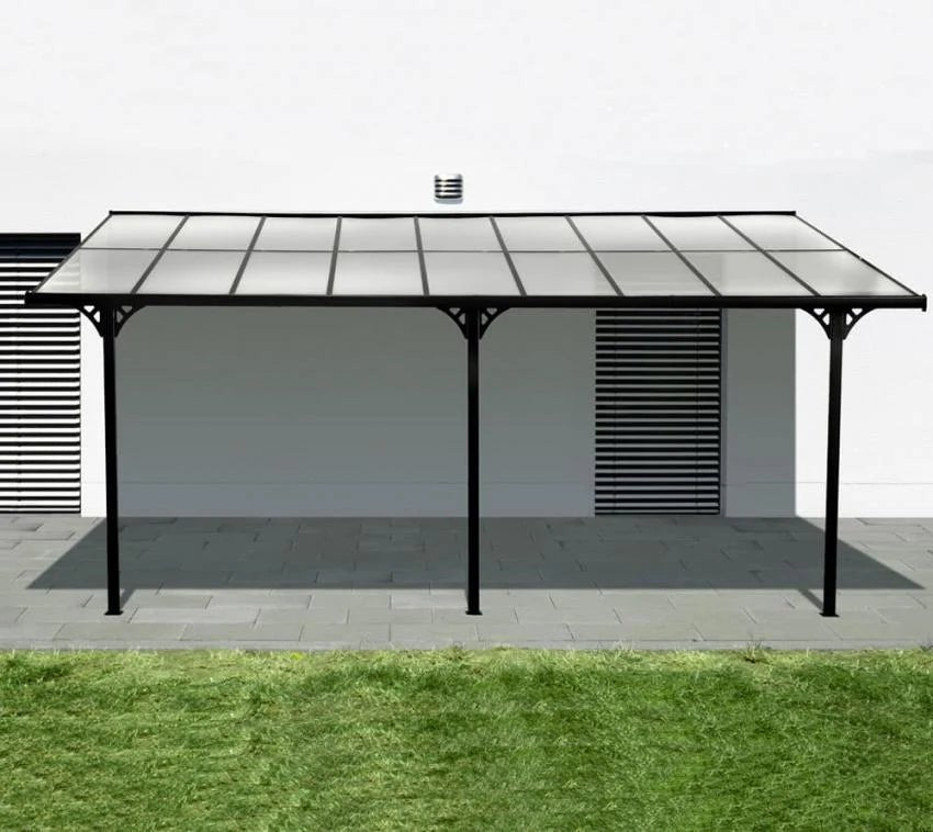 Aluminium Terrassenüberdachung Bruce schwarz 556x300 cm - werkzeugprofi24.at