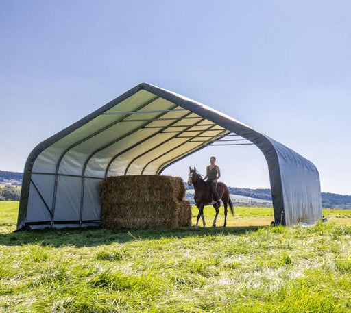 Folien Weidezelt Zeltgarage Run-In-Shed 40,9m² grün 610x670x320 cm - werkzeugprofi24.at