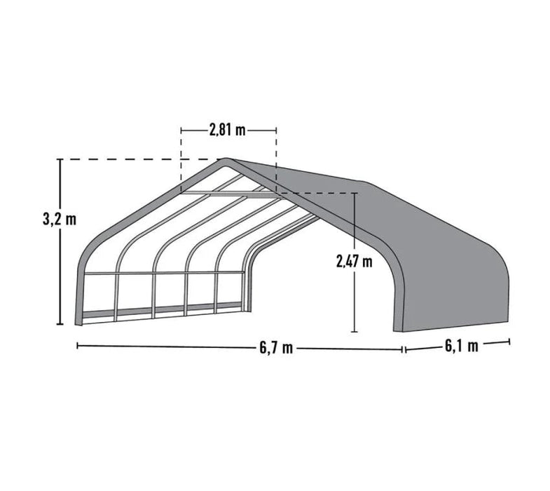 Folien Weidezelt Zeltgarage Run-In-Shed 40,9m² grün 610x670x320 cm - werkzeugprofi24.at