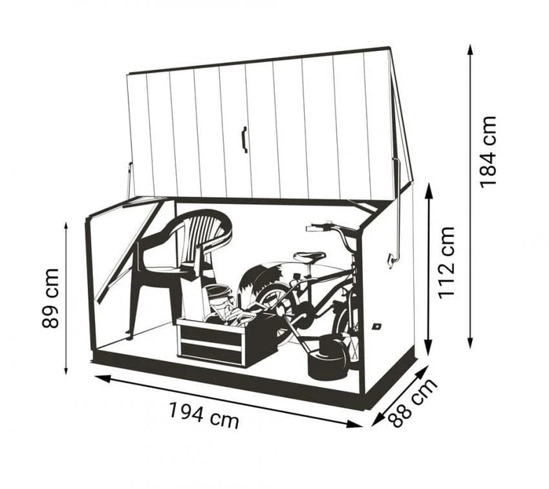 Gartengeräte Aufbewahrungsbox Fahrradgarage Storeguard grau 88x194x112 cm - werkzeugprofi24.at