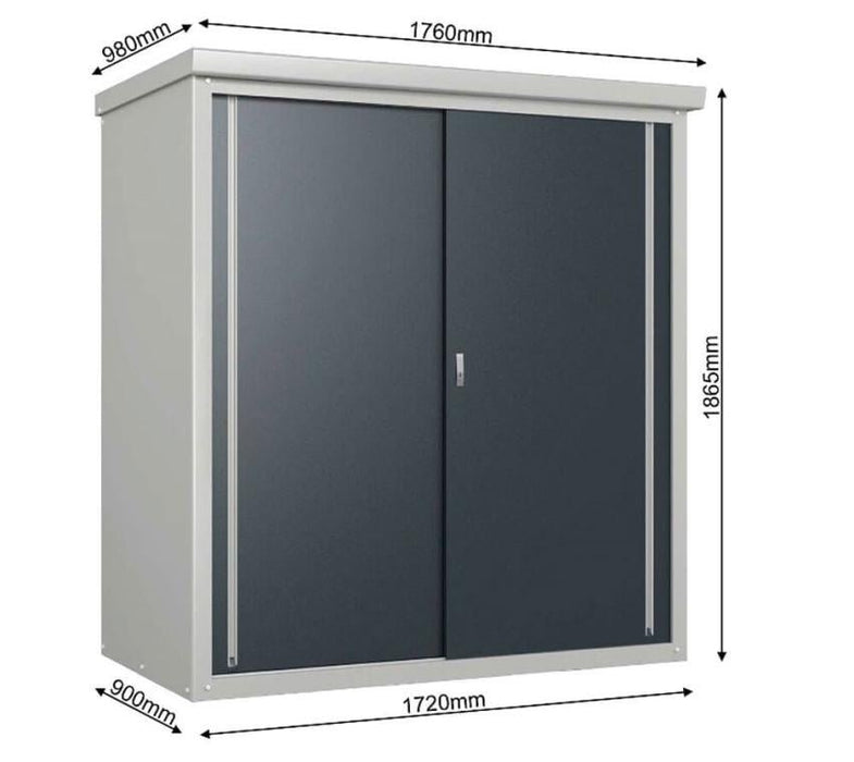 Gartenschrank Geräte Aufbewahrung Guardian D63 grau 98x172x187 cm - werkzeugprofi24.at