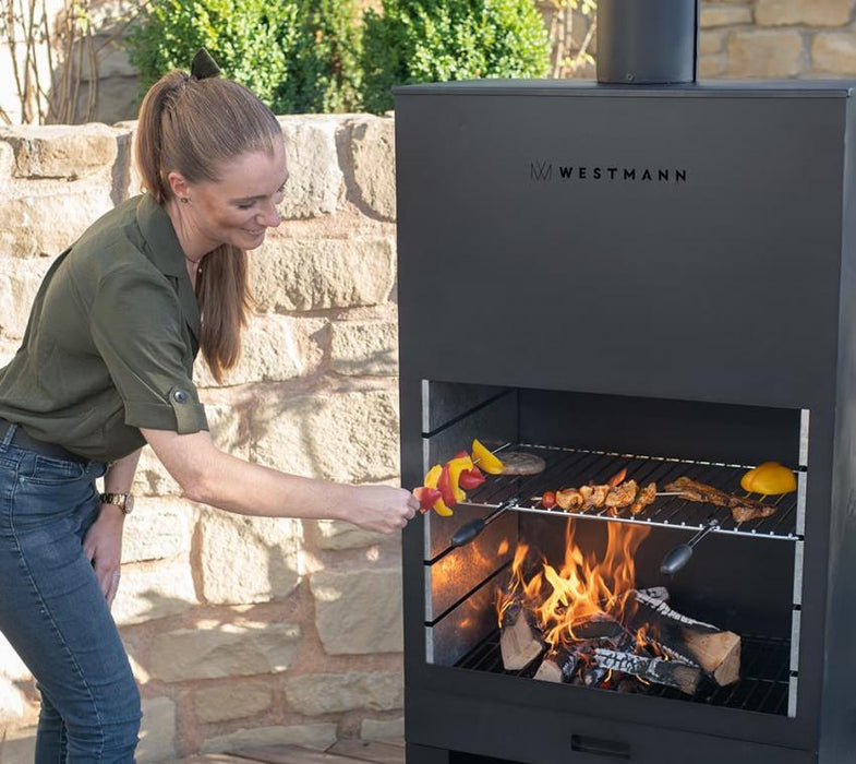 Grillkamin Terrassenofen Gartenkamin schwarz 70x41x229 cm - werkzeugprofi24.at