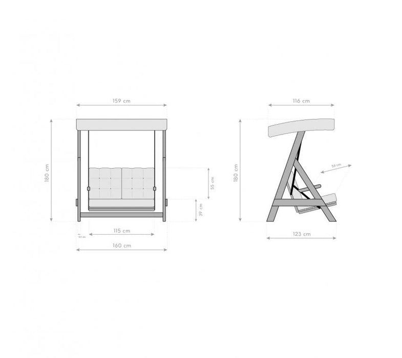 Holz Hollywoodschaukel Paris 1700 grau 160x123x180 cm - werkzeugprofi24.at