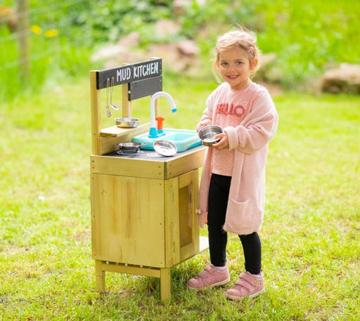 Holz Matschküche Kinderküche inkl. Waschbecken natur - werkzeugprofi24.at