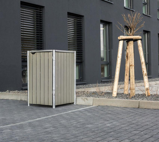 Holz Mülltonnenbox für 1 Mülltonne 140 Liter grau 63x60x115 cm - werkzeugprofi24.at