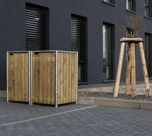 Holz Mülltonnenbox für 2 Mülltonnen 140 Liter natur 63x121x115 cm - werkzeugprofi24.at