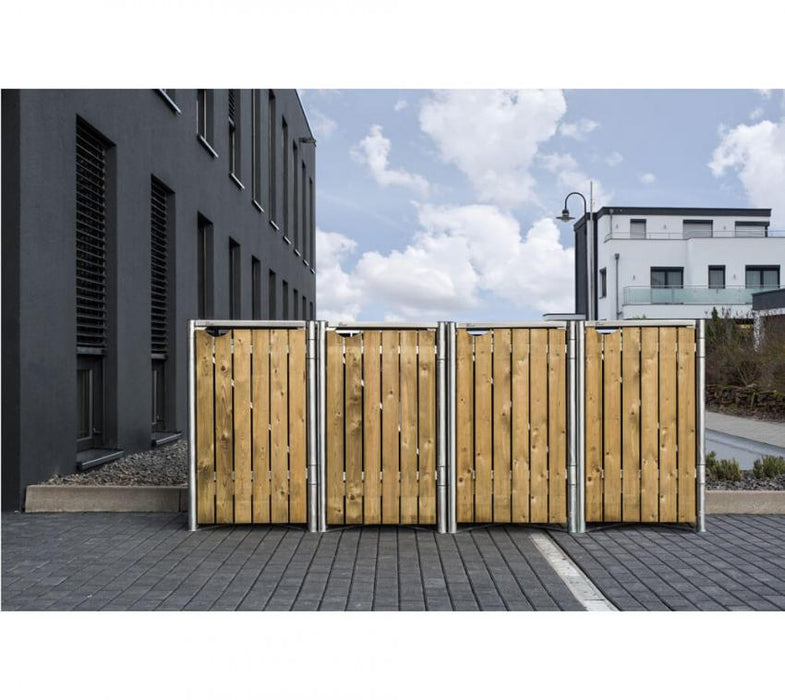 Holz Mülltonnenbox für 4 Mülltonnen 140 Liter natur 63x241x115 cm - werkzeugprofi24.at