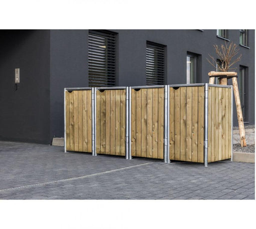 Holz Mülltonnenbox für 4 Mülltonnen 140 Liter natur 63x241x115 cm - werkzeugprofi24.at