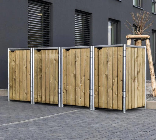 Holz Mülltonnenbox für 4 Mülltonnen 240 Liter natur 80x278x115 cm - werkzeugprofi24.at