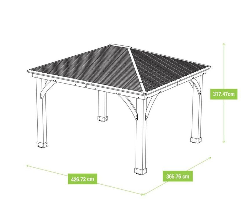 Holz Pavillon Devon 12x14 natur 427x366x317 cm - werkzeugprofi24.at