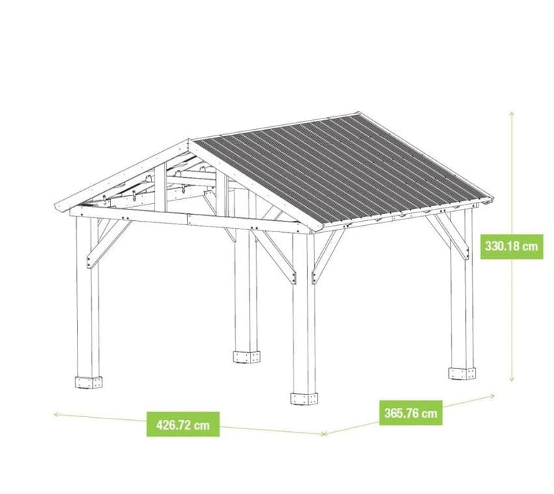 Holz Pavillon Yukon 14x12 natur 366x427x330 cm - werkzeugprofi24.at