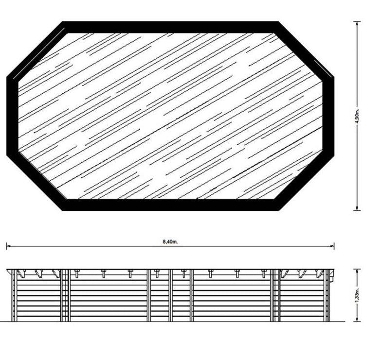 Holz Schwimmbad Bali braun 840x490x136 cm - werkzeugprofi24.at