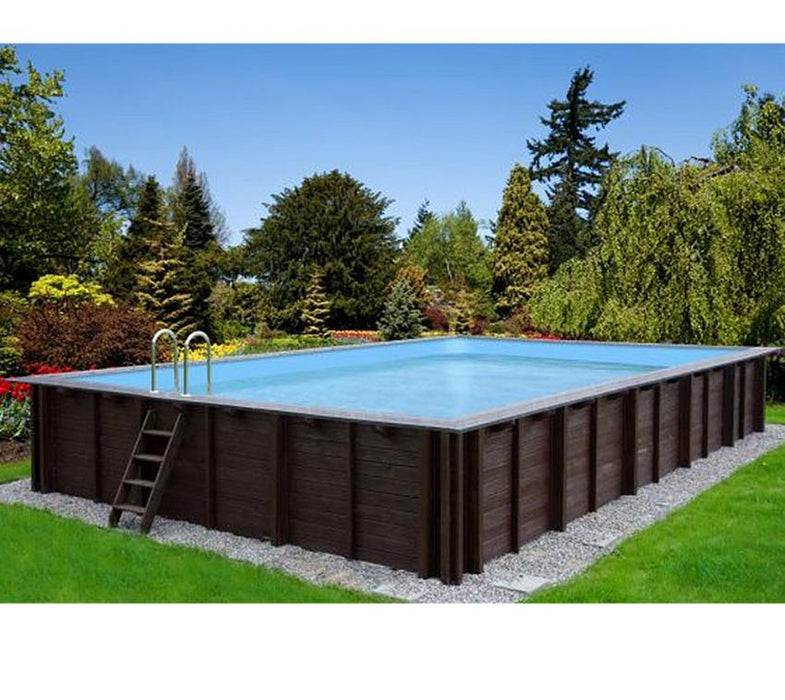 Holz Schwimmbad Bali Set 3 braun 790x400x138 cm Inkl. 5 teiliges Zubehörpaket und Winterabdeckung - werkzeugprofi24.at