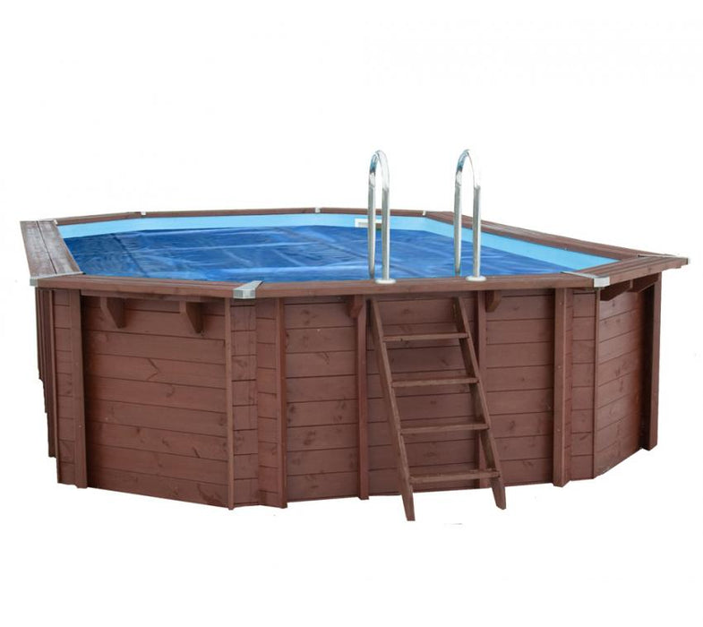 Holz Schwimmbad Bali Set 3 braun 840x490x136 cm inkl. 5 teiliges Zubehörpaket und Winterabdeckung - werkzeugprofi24.at