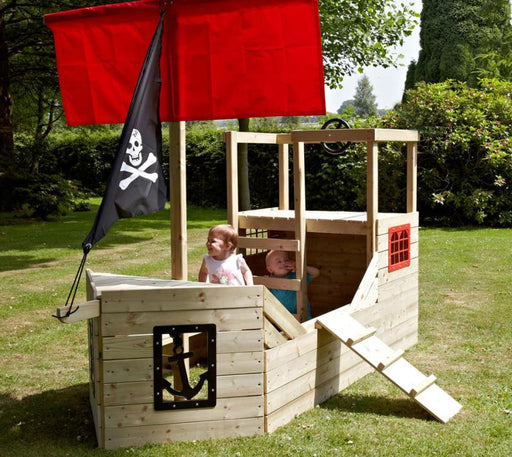 Holz Spielhaus Sandkasten Piratenschiff Galleon natur 272x171x206 cm - werkzeugprofi24.at