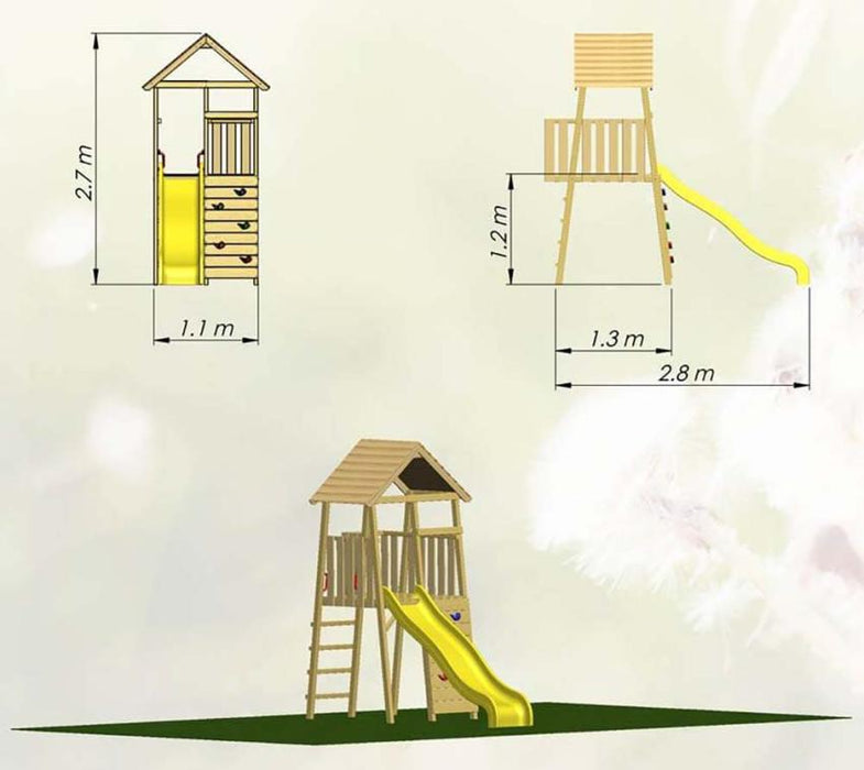 Holz Spielhaus Stelzenhaus Falke inkl. Rutsche gelb - werkzeugprofi24.at