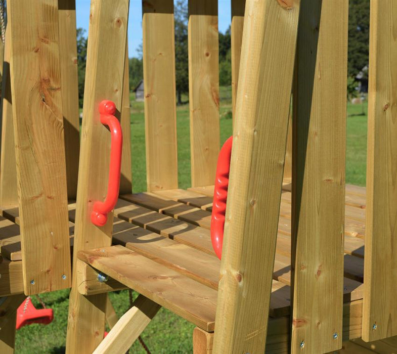 Holz Spielhaus Stelzenhaus Klettergerüst Biene inkl. Rutsche, Schaukel und Sandkasten gelb - werkzeugprofi24.at