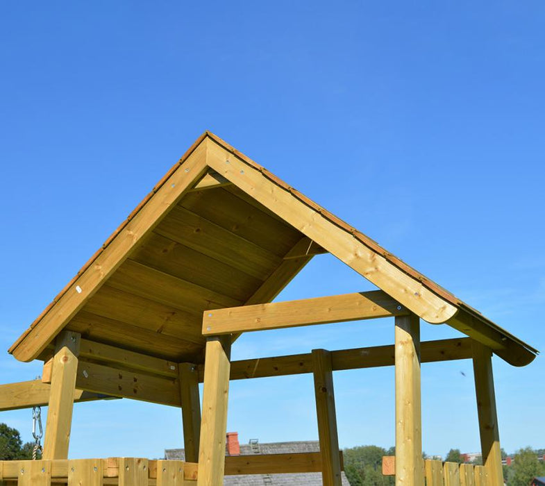 Holz Spielhaus Stelzenhaus Klettergerüst Biene inkl. Rutsche, Schaukel und Sandkasten gelb - werkzeugprofi24.at