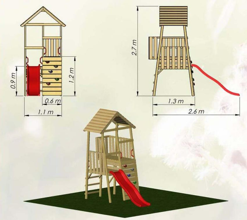 Holz Spielhaus Stelzenhaus Klettergerüst Hase inkl. Rutsche rot - werkzeugprofi24.at