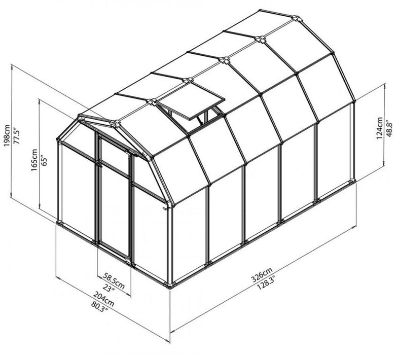 Kunststoff Gewächshaus SMART 35, 204x326cm ohne Fundament - werkzeugprofi24.at