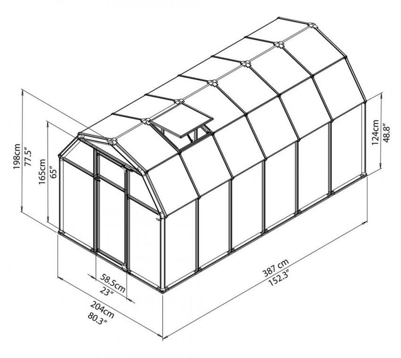 Kunststoff Gewächshaus SMART 36, 204x387cm ohne Fundament - werkzeugprofi24.at