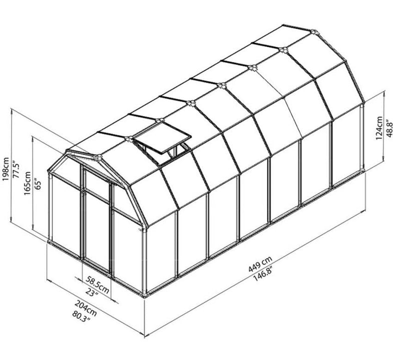 Kunststoff Gewächshaus SMART 37, 204x449cm ohne Fundament - werkzeugprofi24.at