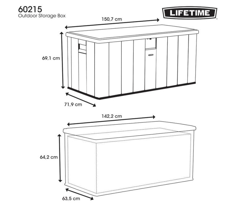 Kunststoff Kissen Aufbewahrungsbox 570 Liter grau 72x151x69 cm - werkzeugprofi24.at