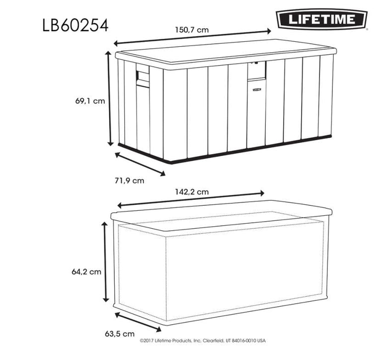 Kunststoff Kissen Aufbewahrungsbox 570 Liter grau 72x151x70 cm - werkzeugprofi24.at