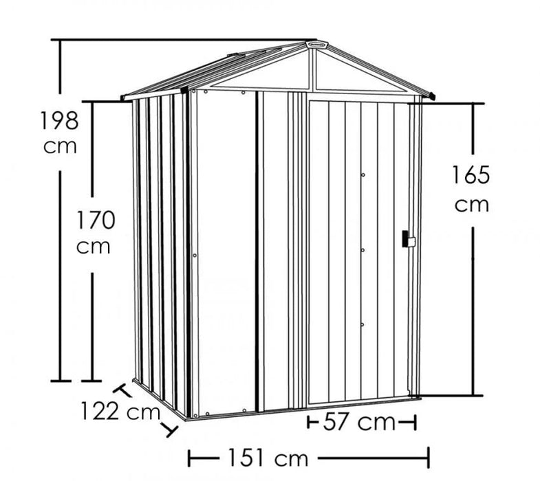 Metall Gerätehaus 5x4 grau 151x122x198 cm - werkzeugprofi24.at