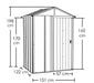 Metall Gerätehaus 5x4 grau 151x122x198 cm - werkzeugprofi24.at