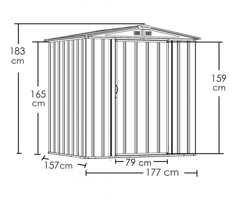 Metall Gerätehaus 6x5 grau 157x177x183 cm - werkzeugprofi24.at